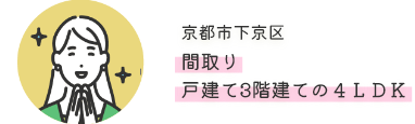 京都市下京区間取り　戸建て3階建ての４ＬＤＫ